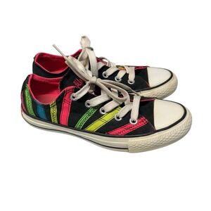 Converse All-Star Sneakers Women's Size 6 Black Neon Bright 80s Style Casual